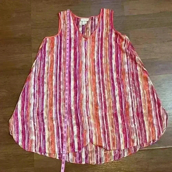 VTG 80s Inner Most Y2k Striped Colorful Psychedelic Top Night Shirt Lingerie M - Picture 5 of 6